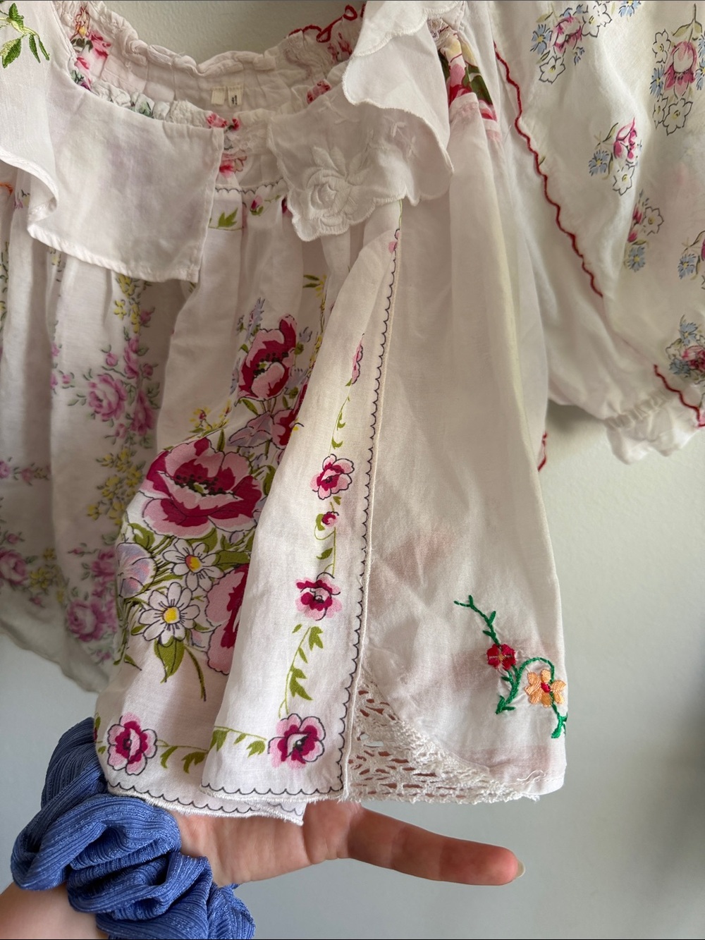Bohemian White Floral Embroidered Peasant Top - Picture 3 of 5